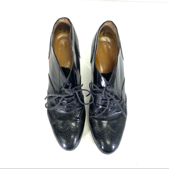 Vintage Ralph Lauren black leather ankle heels size 8 - Picture 8 of 8